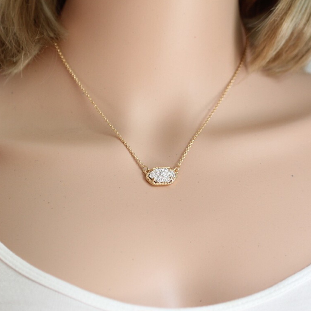 Last One!!! Silver Gold Oval Pendant Choker Necklace